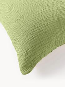 Funda de almohada de muselina Odile, Verde oliva, An 45 x L 110 cm