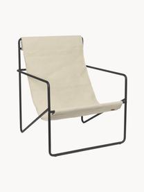 Fauteuil lounge Desert, Tissu beige clair, acier noir, larg. 63 x prof. 66 cm