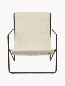 Fauteuil lounge Desert, Tissu beige clair, acier noir, larg. 63 x prof. 66 cm