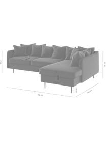 Sofa narożna z aksamitu Esme, Tapicerka: 100% aksamit poliestrowy, Stelaż: drewno liściaste, drewno , Nogi: metal powlekany Dzięki tk, Antracytowy, S 255 x G 165 cm