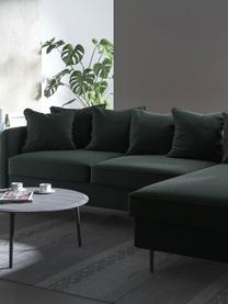 Sofa narożna z aksamitu Esme, Tapicerka: 100% aksamit poliestrowy, Stelaż: drewno liściaste, drewno , Nogi: metal powlekany Dzięki tk, Antracytowy, S 255 x G 165 cm