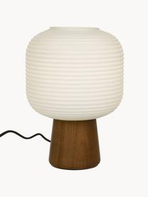 Malá stolová lampa Aura, Dubové drevo, biela, Ø 20 x V 29 cm