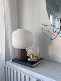 Malá stolní lampa Aura, Hnědá, bílá, Ø 20 cm, V 29 cm
