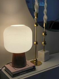Lampada da tavolo piccola Aura, Paralume: vetro, Marrone, bianco, Ø 20 x Alt. 29 cm