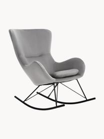 Mecedora de terciopelo Wing, Tapizado: terciopelo (poliéster) Al, Estructura: metal galvanizado, Terciopelo gris, negro, An 66 x F 102 cm