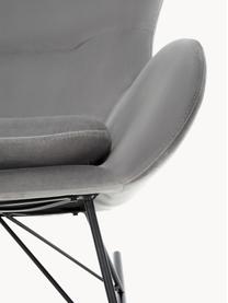 Fluwelen schommelstoel Wing met metalen poten, Bekleding: fluweel (polyester) Met 1, Frame: gegalvaniseerd metaal, Fluweel grijs, zwart, B 76 x D 108 cm