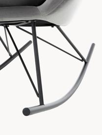 Fluwelen schommelstoel Wing met metalen poten, Bekleding: fluweel (polyester) Met 1, Frame: gegalvaniseerd metaal, Fluweel grijs, zwart, B 76 x D 108 cm