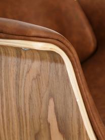 Kunstleren bureaustoel Marbella in bruin, in hoogte verstelbaar, Bekleding: kunstleer, Poten: gecoat edelstaal, Zitvlak: hout, Bruin, bruin, zwart, B 59 x D 57 cm