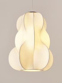 Lampada a sospensione effetto seta Arwa, Paralume: plastica effetto seta, Baldacchino: metallo verniciato a polv, Bianco, Ø 50 x Alt. 60 cm