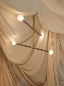 Lámpara de techo grande Linja, Estructura: metal recubierto, cuero s, Tonos marrones, dorado, An 125 x Al 115 cm