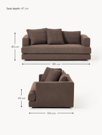 Bouclé-Sofa Tribeca (2-Sitzer), Bezug: Bouclé (93 % Polyester, 6, Gestell: Buchenholz, Kiefernholz, , Füße: Kiefernholz Dieses Produk, Bouclé Dunkelbraun, B 185 x T 104 cm