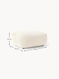 Puf reposapiés en tejido bouclé Sofia, Tapizado: tejido bouclé (100% polié, Estructura: madera de abeto, tablero , Patas: plástico Este producto es, Bouclé blanco Off White, An 75 x F 96 cm