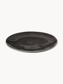 Platos llanos artesanales Nordic Coal, 4 uds., Cerámica de gres, Negro jaspeado, Ø 26 cm