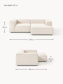 Narożna sofa modułowa z mieszanki lnu Lennon, Tapicerka: 50% wiskoza, 25% len, 15%, Nogi: tworzywo sztuczne Ten pro, Beżowa mieszanka lnu, S 238 x G 180 cm, lewostronna