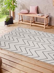 In- & outdoor vloerkleed Waves met zigzagpatroon, 100% polypropyleen, Crèmewit, B 120 x L 170 cm (maat S)