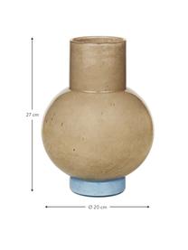 Vaso soffiato a mano in beige/blu Mari, Vetro soffiato, Beige, blu, Larg. 14 x Alt. 2 cm