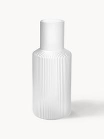 Mundgeblasene kleine Karaffe Ripple mit Wasserglas, 2er-Set, Glas, mundgeblasen, Semi-transparent, matt, Karaffe: 500 ml, Glas: 200 ml