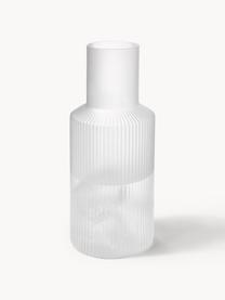 Mundgeblasene kleine Karaffe Ripple mit Wasserglas, 2er-Set, Glas, mundgeblasen, Semi-transparent, matt, Karaffe: 500 ml, Glas: 200 ml