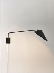 Große Wandleuchte Neron mit Stecker, Dekor: Metall, vermessingt, Schwarz, B 27 x T 60 cm