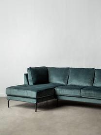 Sofa narożna z aksamitu Gabriela, Tapicerka: aksamit poliestrowy Należ, Nogi: metal lakierowany, Zielony, S 230 x G 148 cm