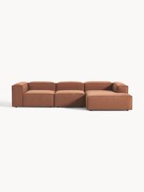 Narożna sofa modułowa Lennon, Tapicerka: 100% poliester Dzięki tka, Stelaż: lite drewno sosnowe, skle, Nogi: tworzywo sztuczne Ten pro, Nugatowa tkanina, S 327 x G 180 cm, lewostronna