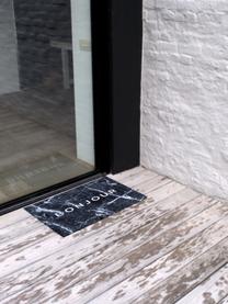 Wasbare polyamide deurmat Bailey, Bovenzijde: polyamide, Onderzijde: kunststof, Zwart, wit, B 50 x L 75 cm