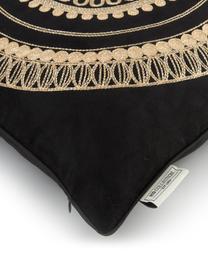 Coussin 45x45 noir ethnique Tina, Noir, beige