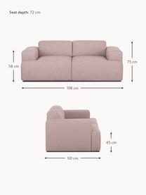 Sofa Melva (2-Sitzer), Bezug: 100% Polyester Der hochwe, Gestell: Massives Kiefernholz, Spa, Webstoff Hellrosa, B 198 x T 101 cm