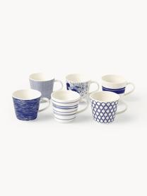 Súprava šálok z porcelánu Pacific Blue, 6 dielov, Porcelán, Biela, tmavomodrá, Ø 9 x V 8 cm, 280 ml