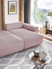 Sofá rinconero cama de pana Nihad, con espacio de almacenamiento, Tapizado: pana de poliéster, Patas: plástico, Rosa, An 282 x F 153 cm