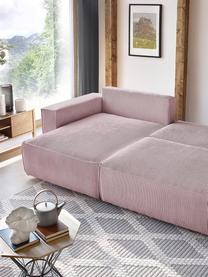 Sofá rinconero cama de pana Nihad, con espacio de almacenamiento, Tapizado: pana de poliéster, Patas: plástico, Rosa, An 282 x F 153 cm