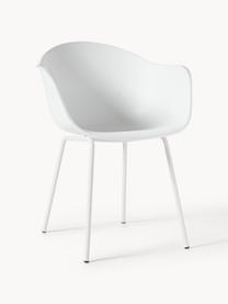 Kunststoff-Armlehnstuhl Claire mit Metallbeinen, Sitzschale: Kunststoff, Beine: Metall, pulverbeschichtet, Weiß, B 60 x T 54 cm