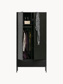 Armoire Adam, 2 portes, Pin, laque noire, larg. 100 x haut. 200 cm