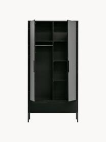 Armoire Adam, 2 portes, Pin, laque noire, larg. 100 x haut. 200 cm