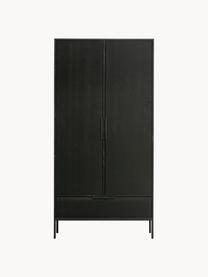 Armoire Adam, 2 portes, Pin, laque noire, larg. 100 x haut. 200 cm