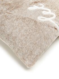 Flauschige Kunstfell-Kissenhülle Snow in Beige, Vorderseite: 100% Polyester, Rückseite: 100% Polyestersamt, Beige, Weiss, B 40 x L 60 cm