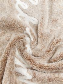 Flauschige Kunstfell-Kissenhülle Snow in Beige, Vorderseite: 100% Polyester, Rückseite: 100% Polyestersamt, Beige, Weiss, B 40 x L 60 cm