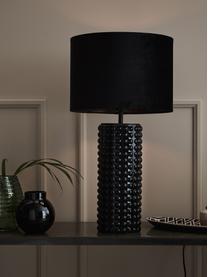 Grote tafellamp Proud van glas, Lampenkap: fluweel, Lampvoet: glas, Zwart, Ø 34 x H 65 cm