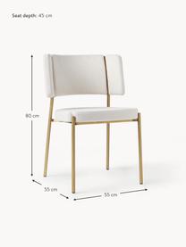 Set de sillas tapaizadas en tejido bouclé Samantha, 2 uds., Tapizado: tejido bouclé (100% polié, Patas: metal recubierto, Bouclé Off White, dorado, An 55 x F 55 cm