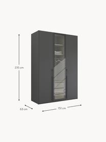 Drehtürenschrank Skat Shine mit beleuchteten Glastüren, Griffe: Metall, beschichtet, Anthrazit, B 151 x H 223 cm