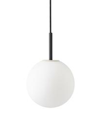 Kleine Pendelleuchte TR Bulb aus Opalglas, Lampenschirm: Opalglas, Dekor: Stahl, pulverbeschichtet, Baldachin: Kunststoff, Weiß, Schwarz, Ø 20 x H 32 cm