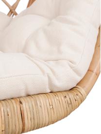 Sedia sospesa in rattan con cuscino di seduta Siena, Marrone chiaro, bianco, Larg. 90 x Alt. 106 cm