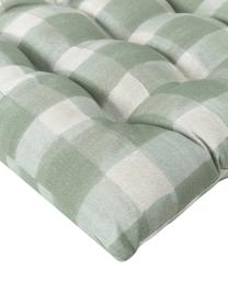Kariertes Baumwoll-Sitzkissen Milène, Bezug: 100% Baumwolle, Salbeigrün, Weiß, B 40 x L 40 cm
