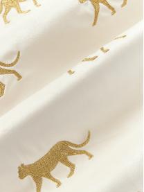 Housse de coussin 45x45 en velours brodé Cheetah, 100 % velours de polyester, Blanc cassé, doré, B 45 x L 45 cm
