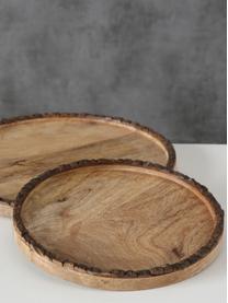 Decoratieve dienbladenset Widdo, 2 stuks, Mangohout, Licht hout, Set met verschillende formaten