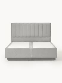 Boxspringbed Livia met opbergruimte, Matras: 5-zones pocketvering, Geweven stof lichtgrijs, B 180 x L 200 cm, hardheidsgraad H2