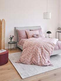 Bavlnená posteľná bielizeň s grafickým vzorom Mirja, Tmavoružová, 155 x 220 cm + 1 vankúš 80 x 80 cm