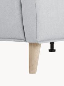 Gestoffeerd bed Moon met houten poten, Bekleding: polyester (gestructureerd, Frame: massief grenenhout, FSC-g, Poten: massief eikenhout, Geweven stof lichtgrijs, B 140 x L 200 cm