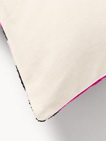 Housse de coussin en velours avec motif abstrait Velvety, Velours de soie (50 % soie, 50 % coton), Rose vif, noir, blanc, larg. 40 x long. 60 cm