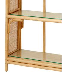 Rattan-Standregal Bali mit Glasböden, Rattan, Glas, Braun, 83 x 173 cm